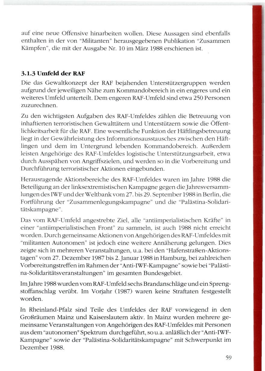 Seite 61 des Verfassungsschutzbericht 1988 Rheinland-Pfalz