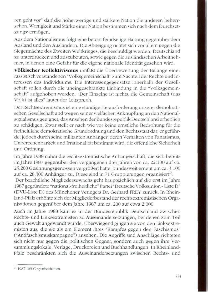 Seite 65 des Verfassungsschutzbericht 1988 Rheinland-Pfalz