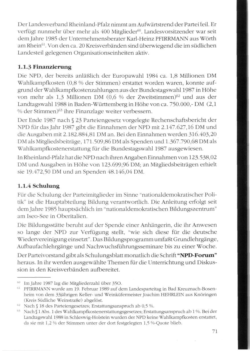 Seite 73 des Verfassungsschutzbericht 1988 Rheinland-Pfalz