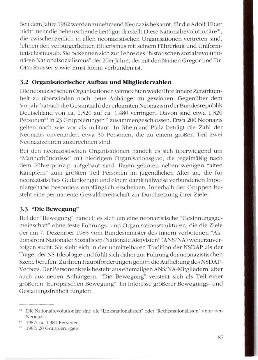 Seite 89 des Verfassungsschutzbericht 1988 Rheinland-Pfalz