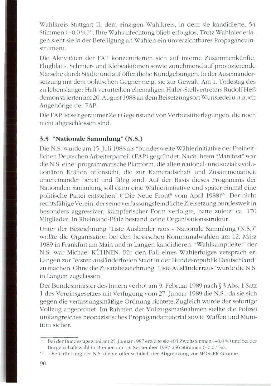 Seite 92 des Verfassungsschutzbericht 1988 Rheinland-Pfalz