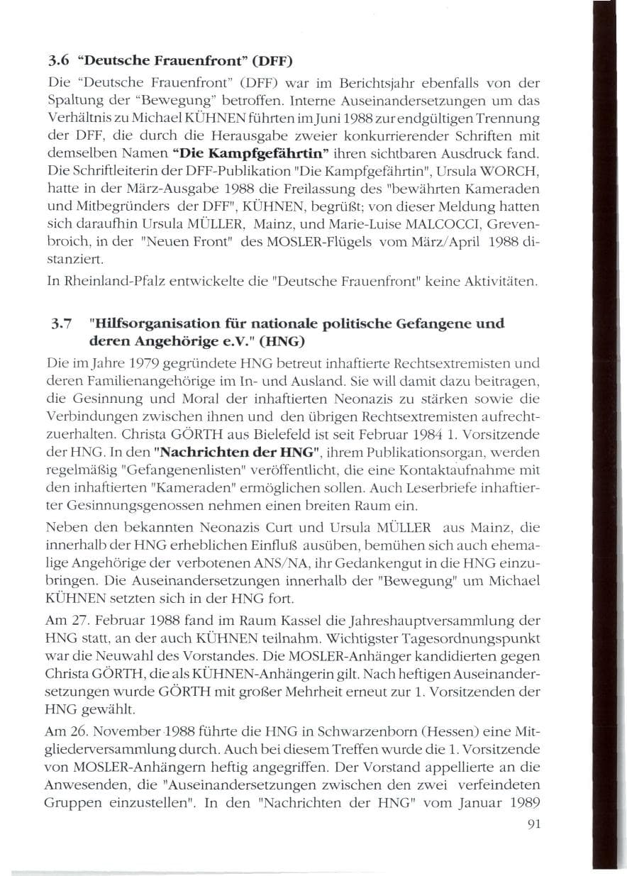 Seite 93 des Verfassungsschutzbericht 1988 Rheinland-Pfalz