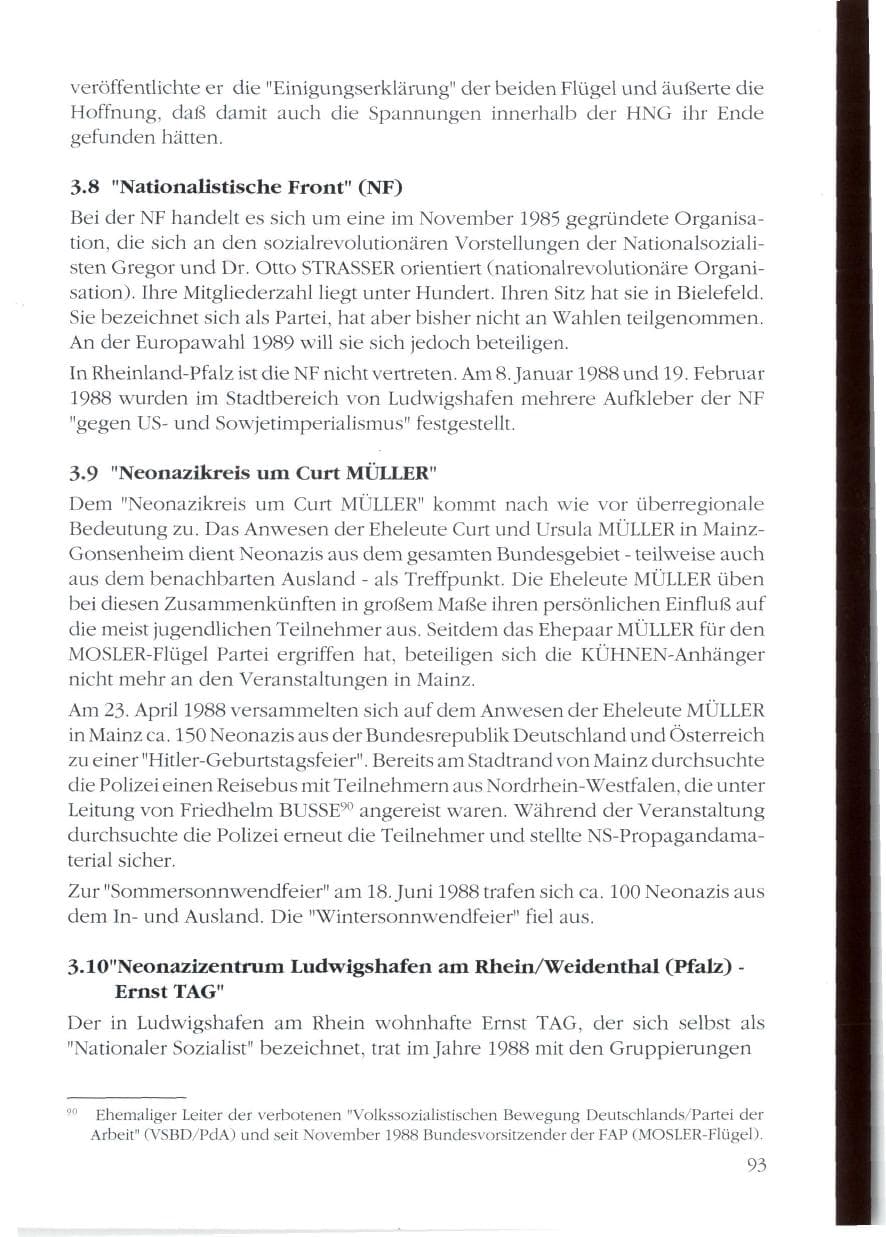 Seite 95 des Verfassungsschutzbericht 1988 Rheinland-Pfalz