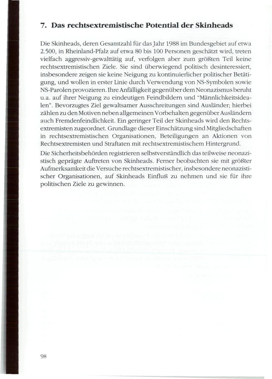 Seite 100 des Verfassungsschutzbericht 1988 Rheinland-Pfalz