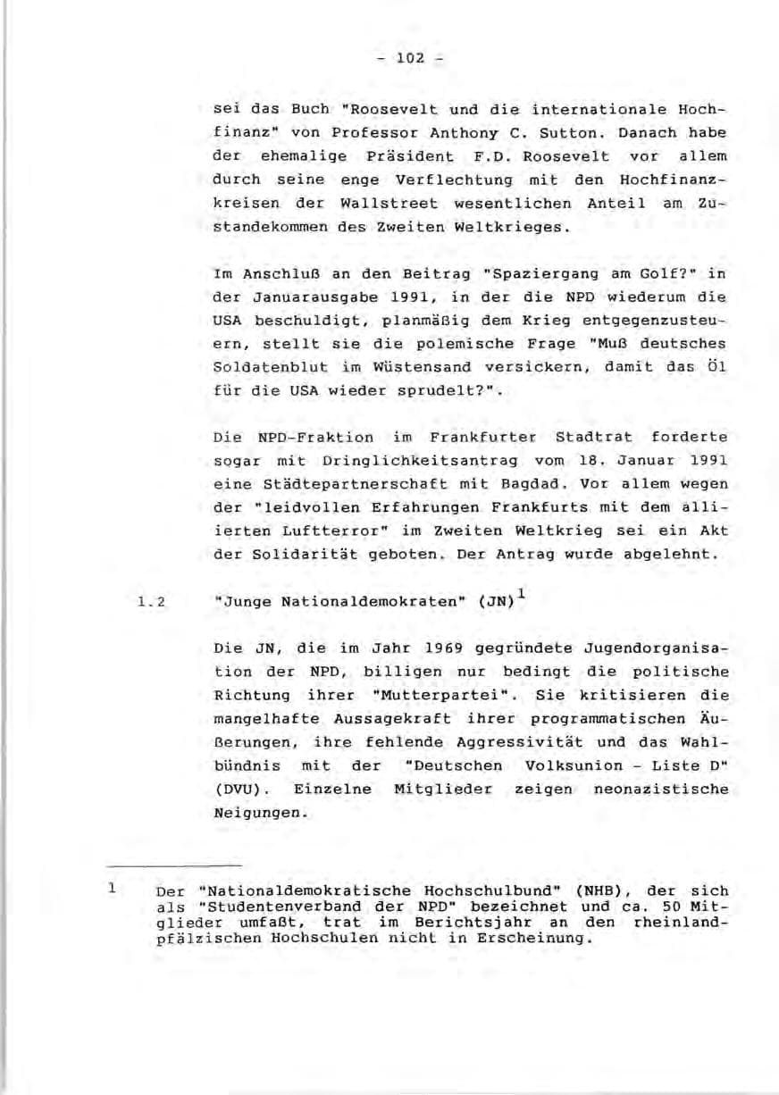 Seite 104 des Verfassungsschutzbericht 1990 Rheinland-Pfalz