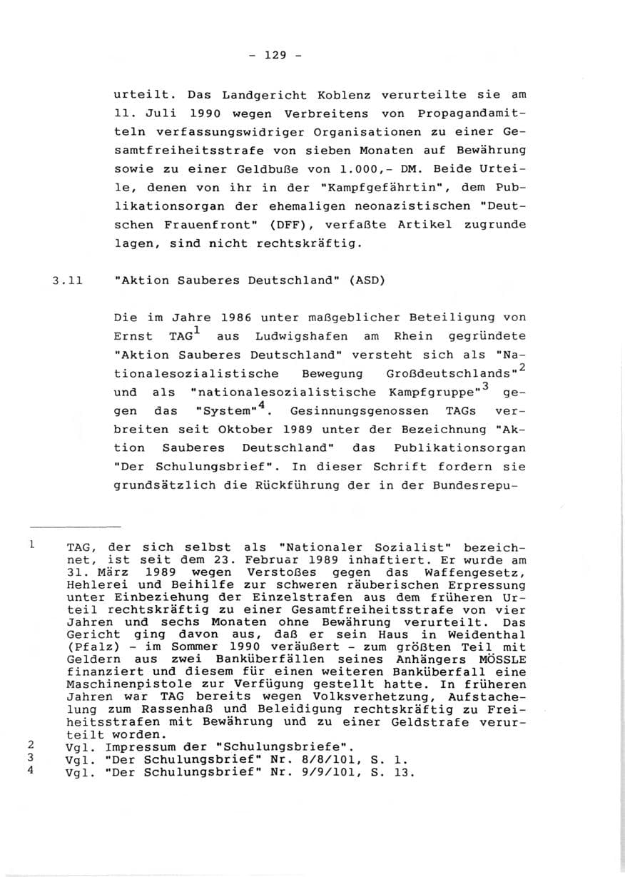 Seite 131 des Verfassungsschutzbericht 1990 Rheinland-Pfalz