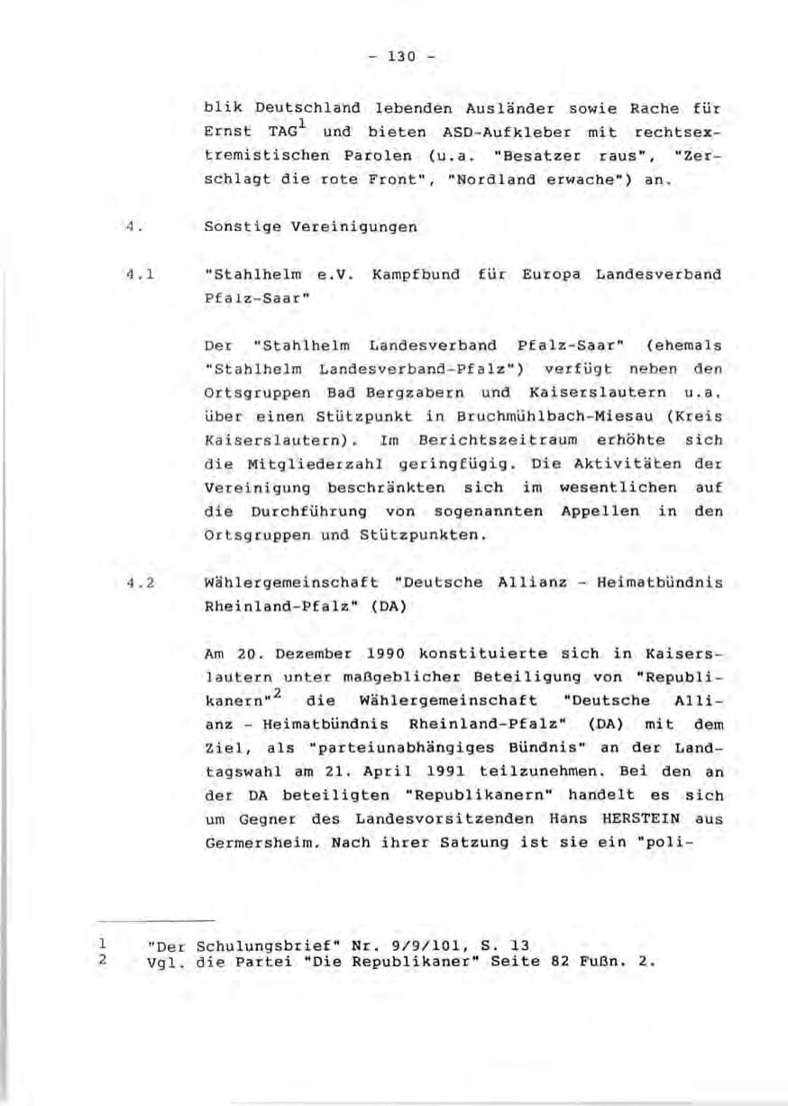 Seite 132 des Verfassungsschutzbericht 1990 Rheinland-Pfalz