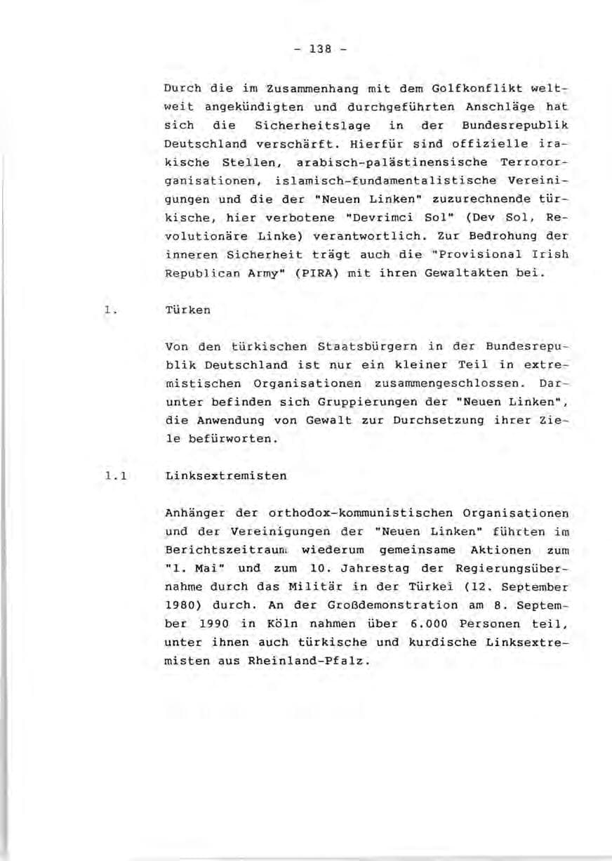 Seite 140 des Verfassungsschutzbericht 1990 Rheinland-Pfalz