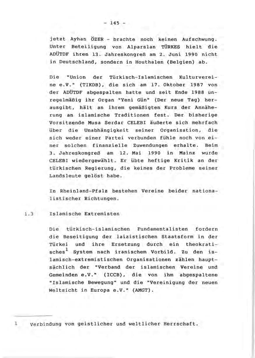 Seite 147 des Verfassungsschutzbericht 1990 Rheinland-Pfalz