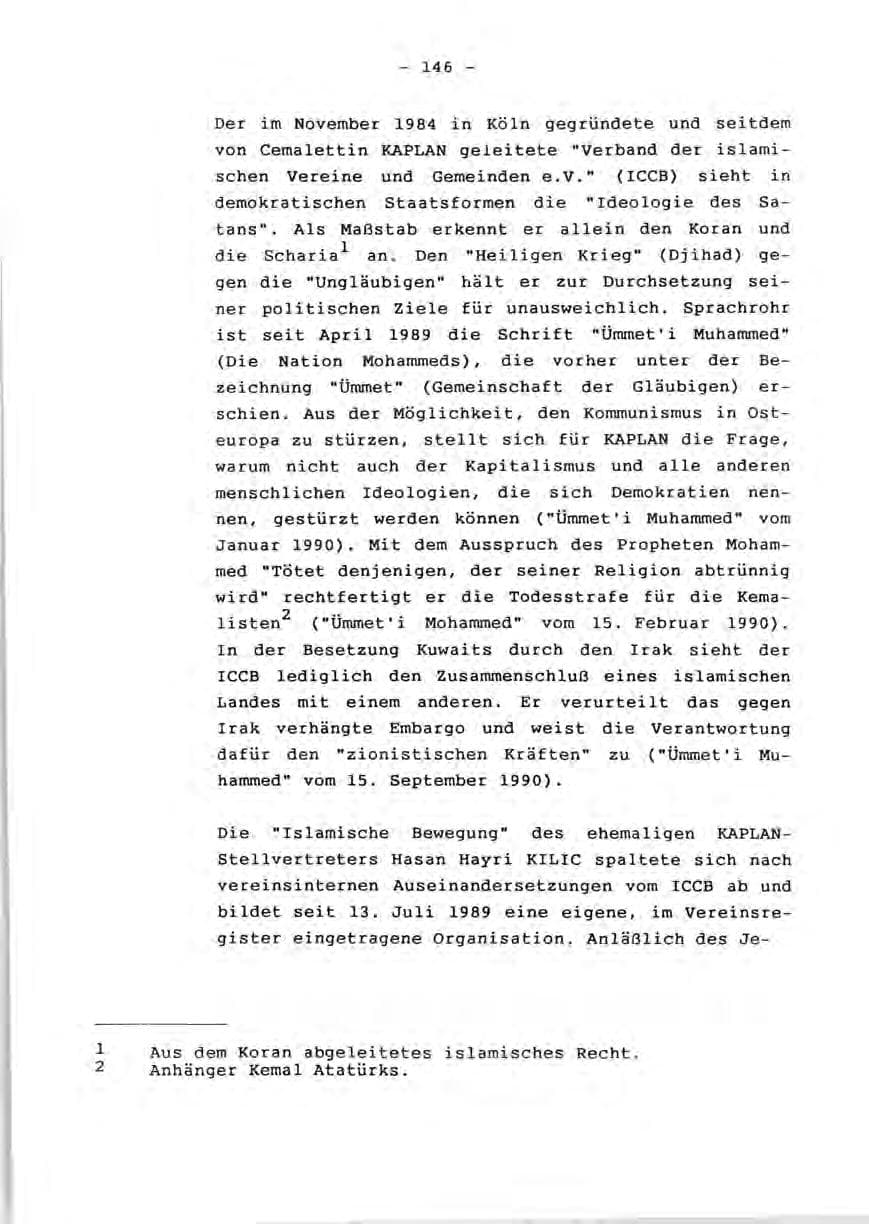 Seite 148 des Verfassungsschutzbericht 1990 Rheinland-Pfalz