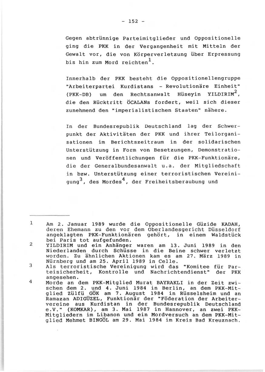 Seite 154 des Verfassungsschutzbericht 1990 Rheinland-Pfalz