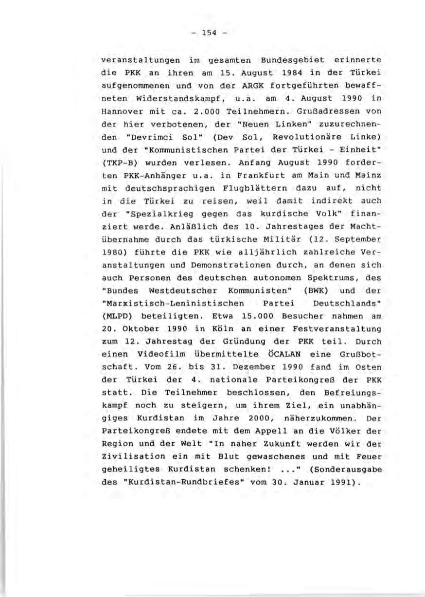 Seite 156 des Verfassungsschutzbericht 1990 Rheinland-Pfalz