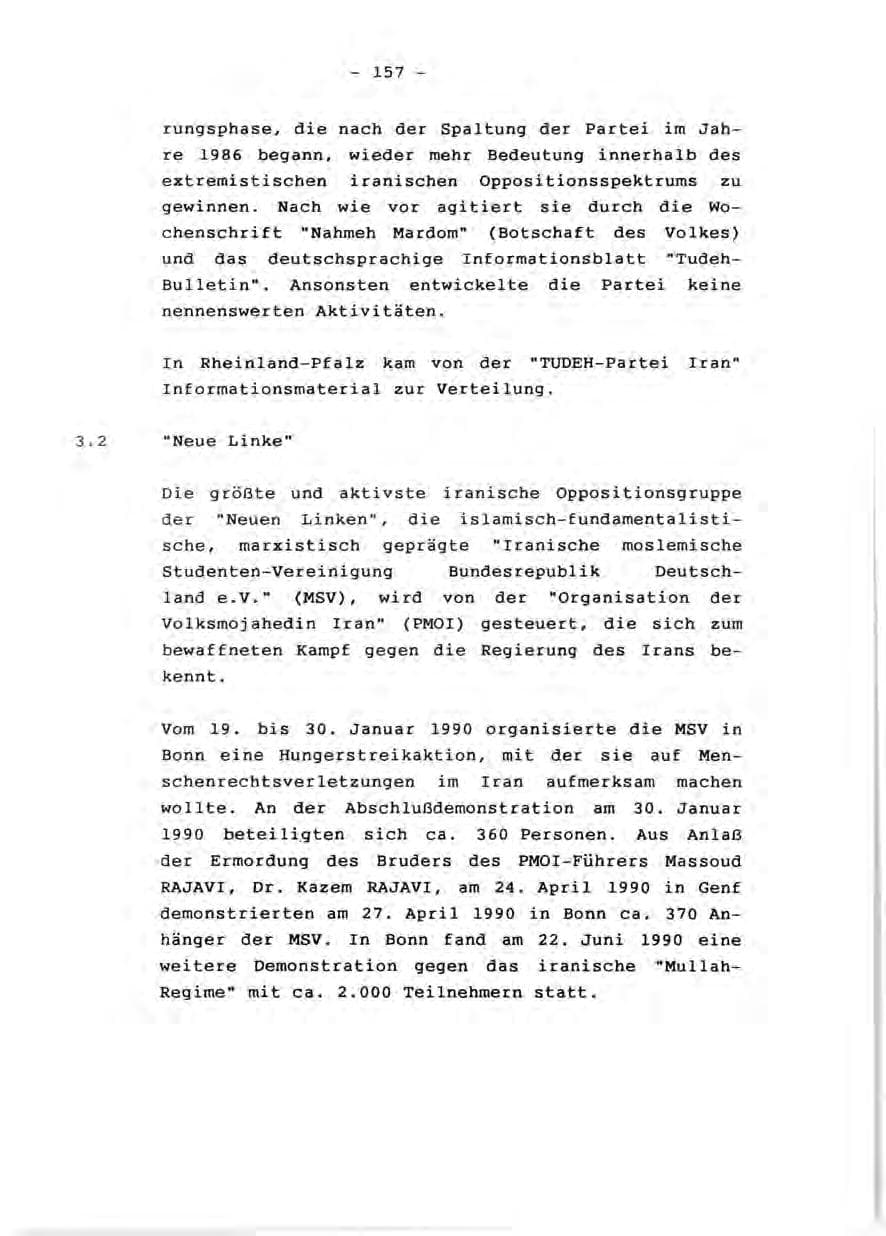 Seite 159 des Verfassungsschutzbericht 1990 Rheinland-Pfalz