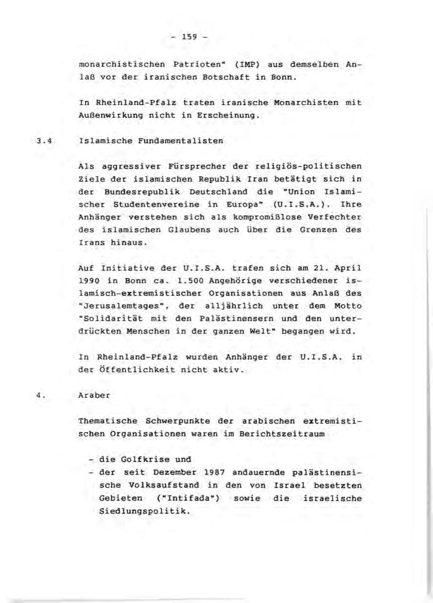 Seite 161 des Verfassungsschutzbericht 1990 Rheinland-Pfalz