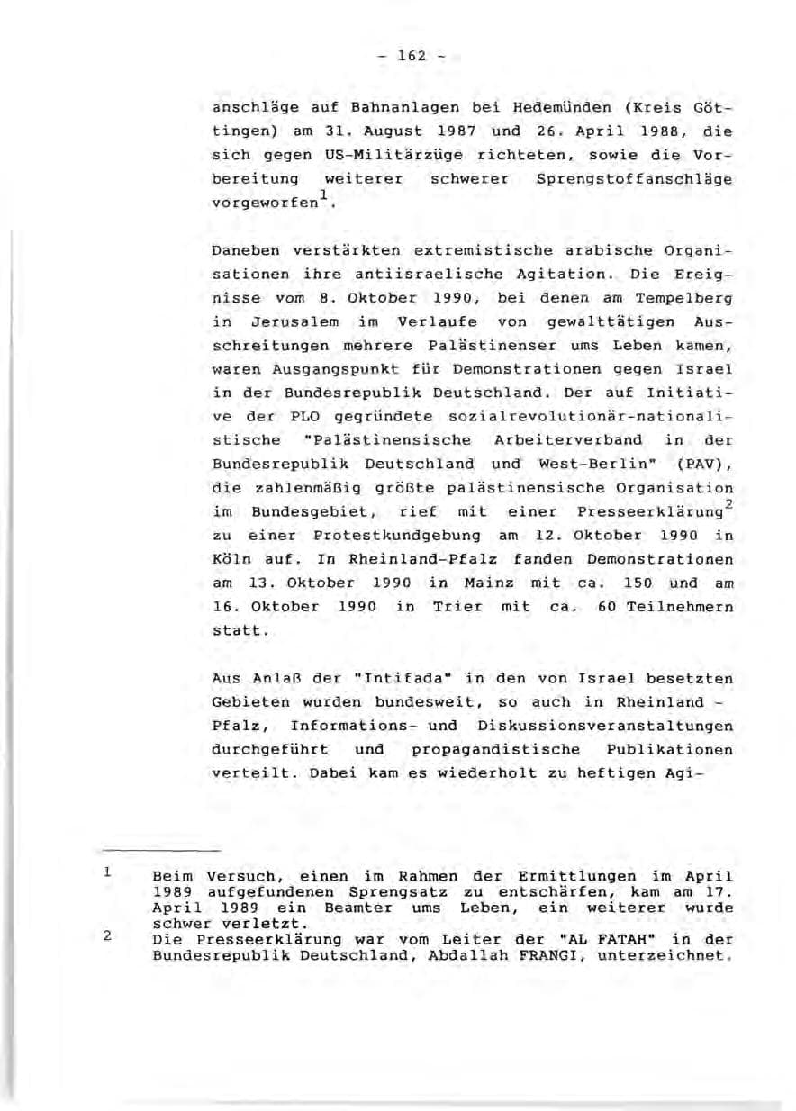 Seite 164 des Verfassungsschutzbericht 1990 Rheinland-Pfalz
