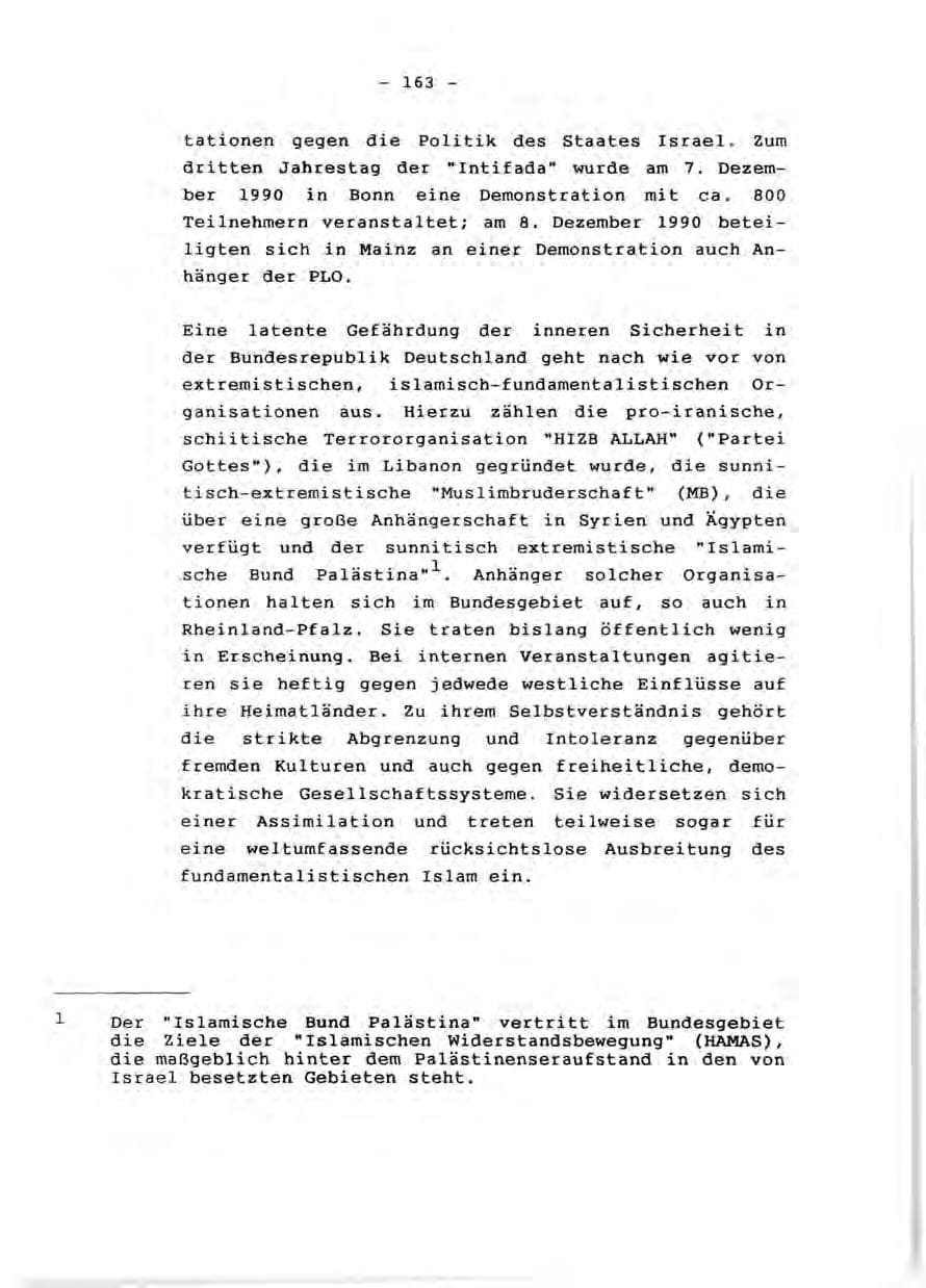 Seite 165 des Verfassungsschutzbericht 1990 Rheinland-Pfalz
