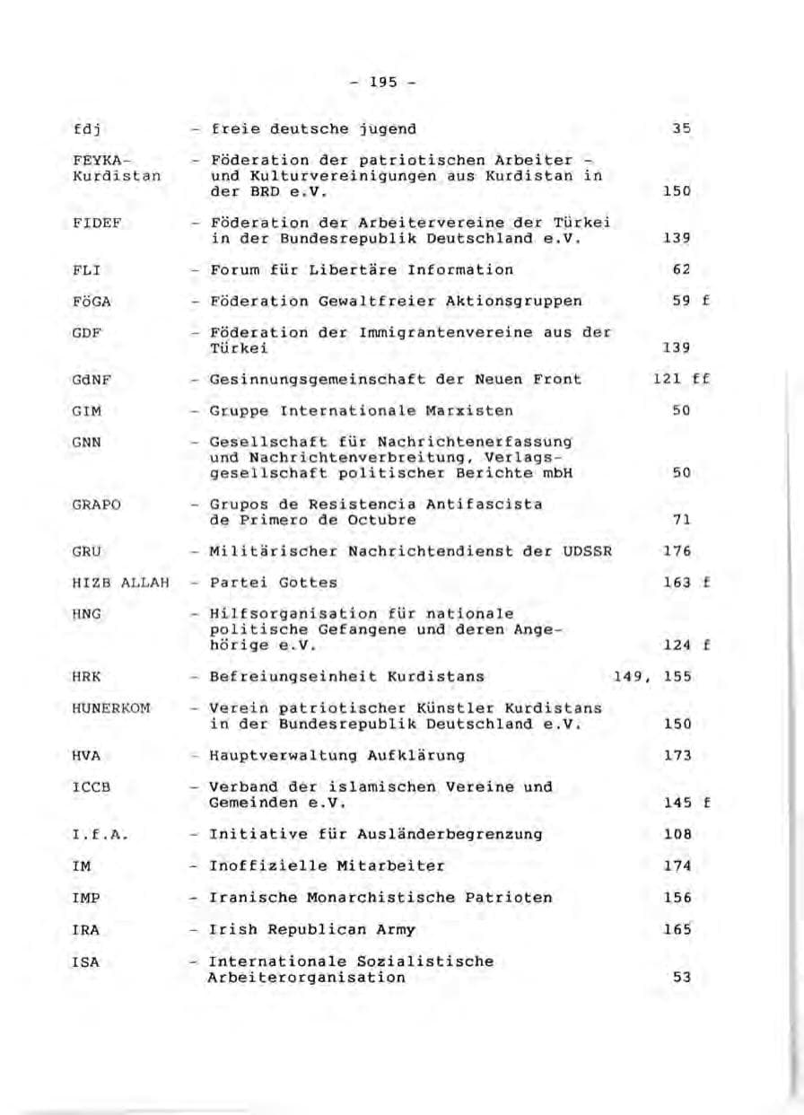 Seite 197 des Verfassungsschutzbericht 1990 Rheinland-Pfalz