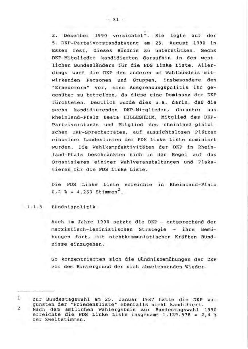 Seite 33 des Verfassungsschutzbericht 1990 Rheinland-Pfalz