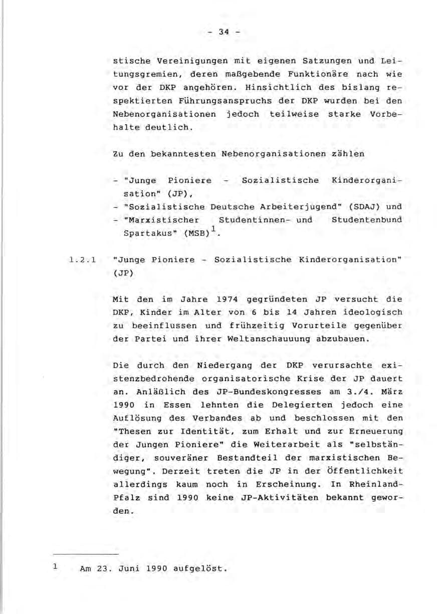 Seite 36 des Verfassungsschutzbericht 1990 Rheinland-Pfalz