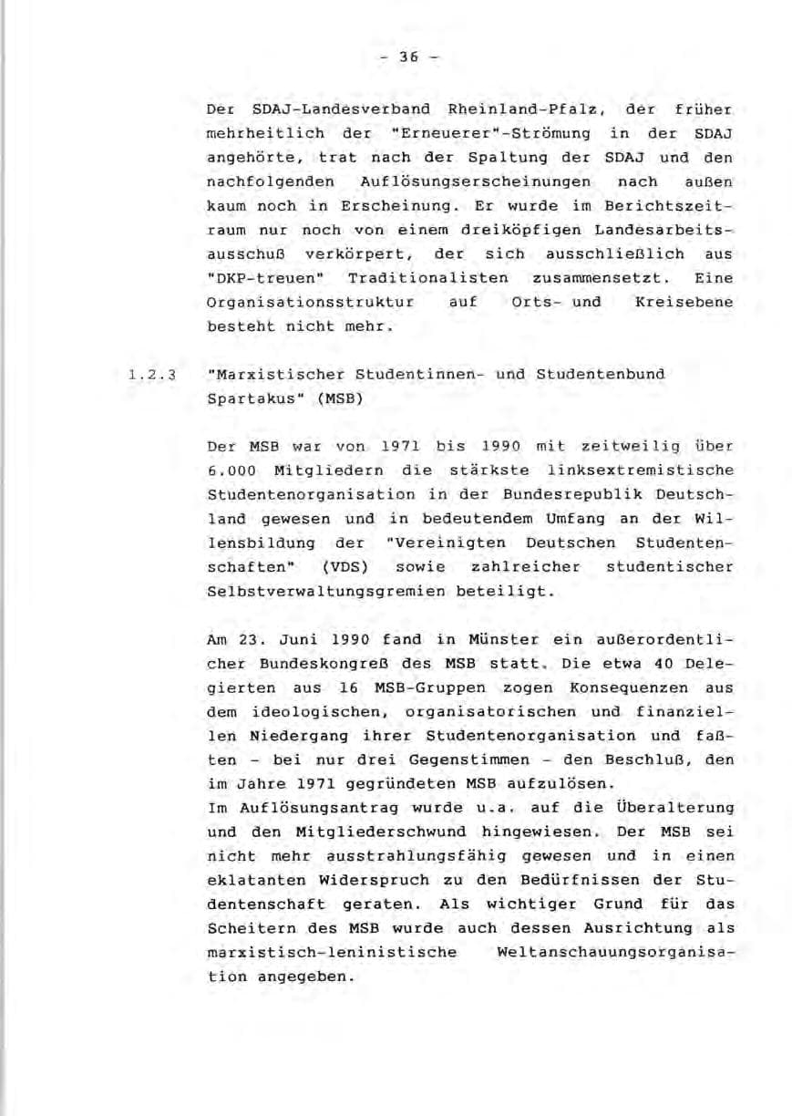 Seite 38 des Verfassungsschutzbericht 1990 Rheinland-Pfalz