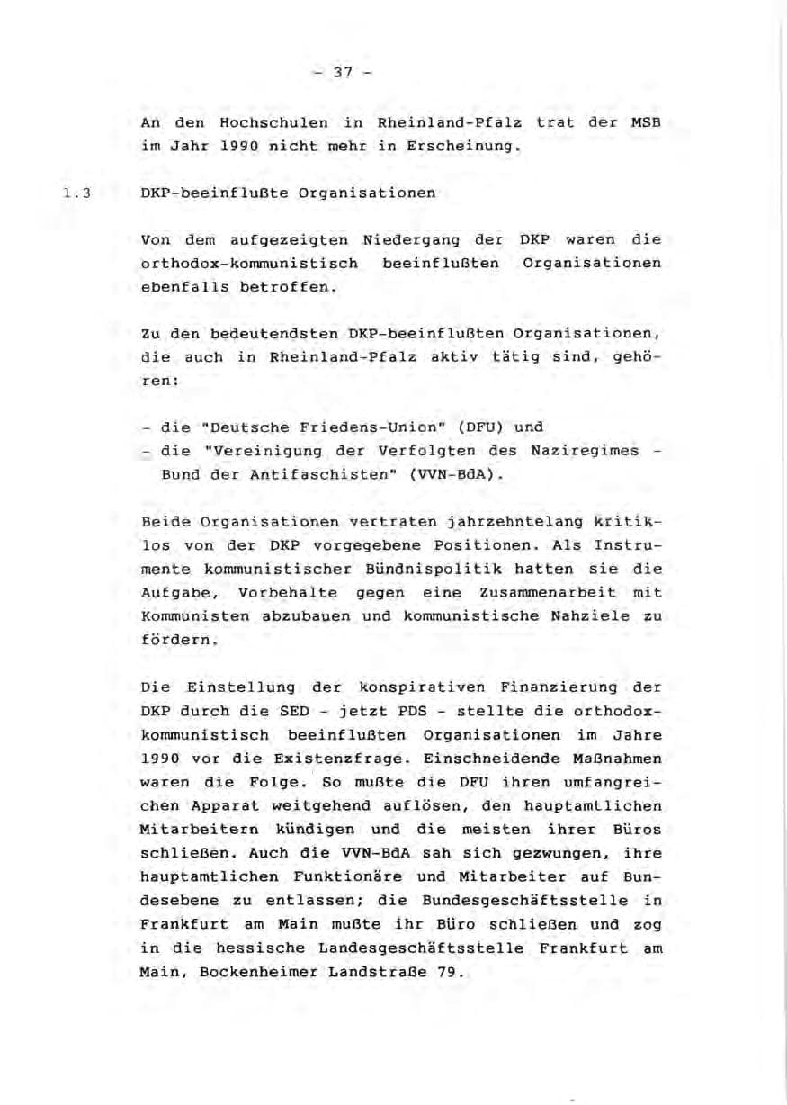 Seite 39 des Verfassungsschutzbericht 1990 Rheinland-Pfalz