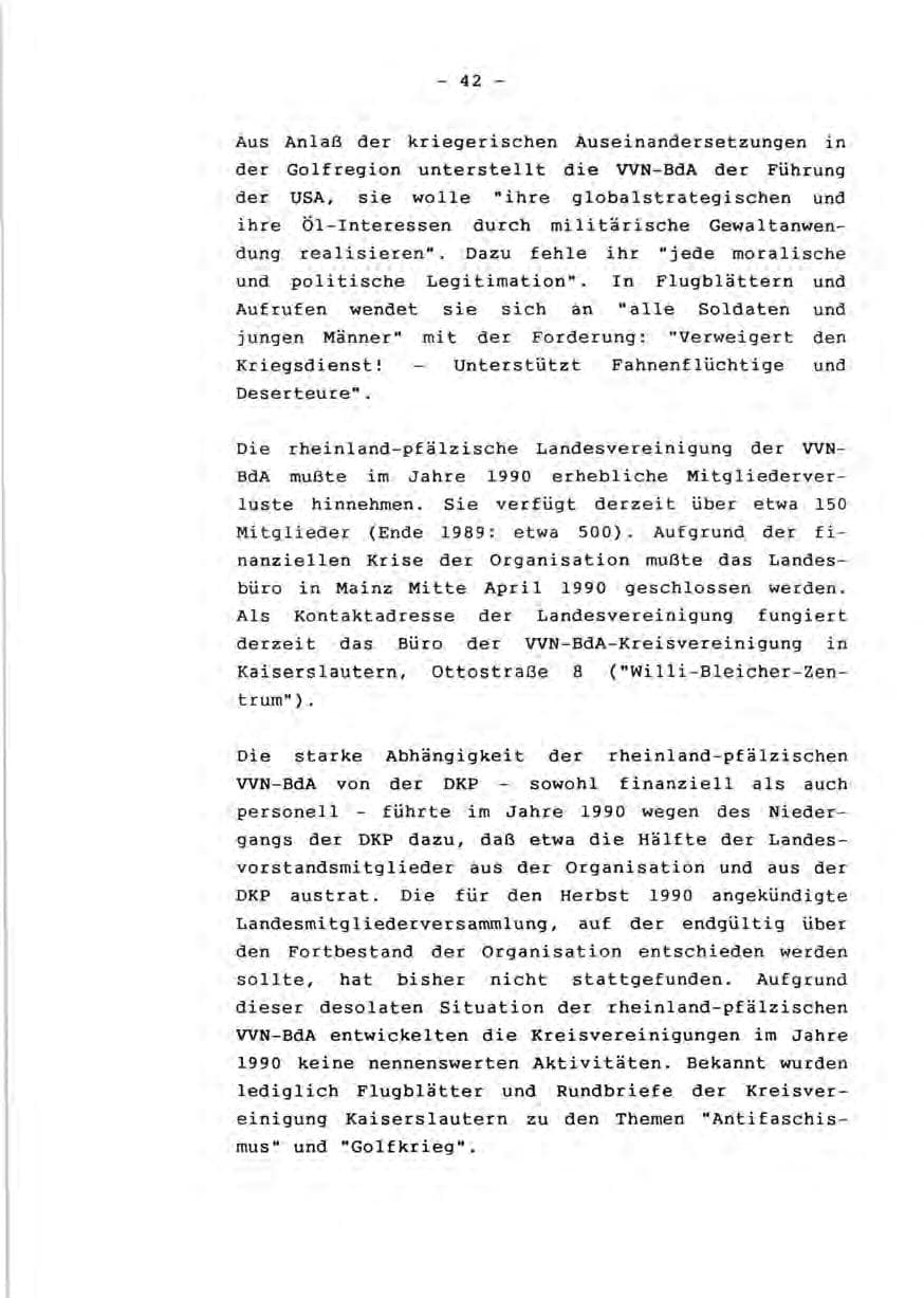 Seite 44 des Verfassungsschutzbericht 1990 Rheinland-Pfalz