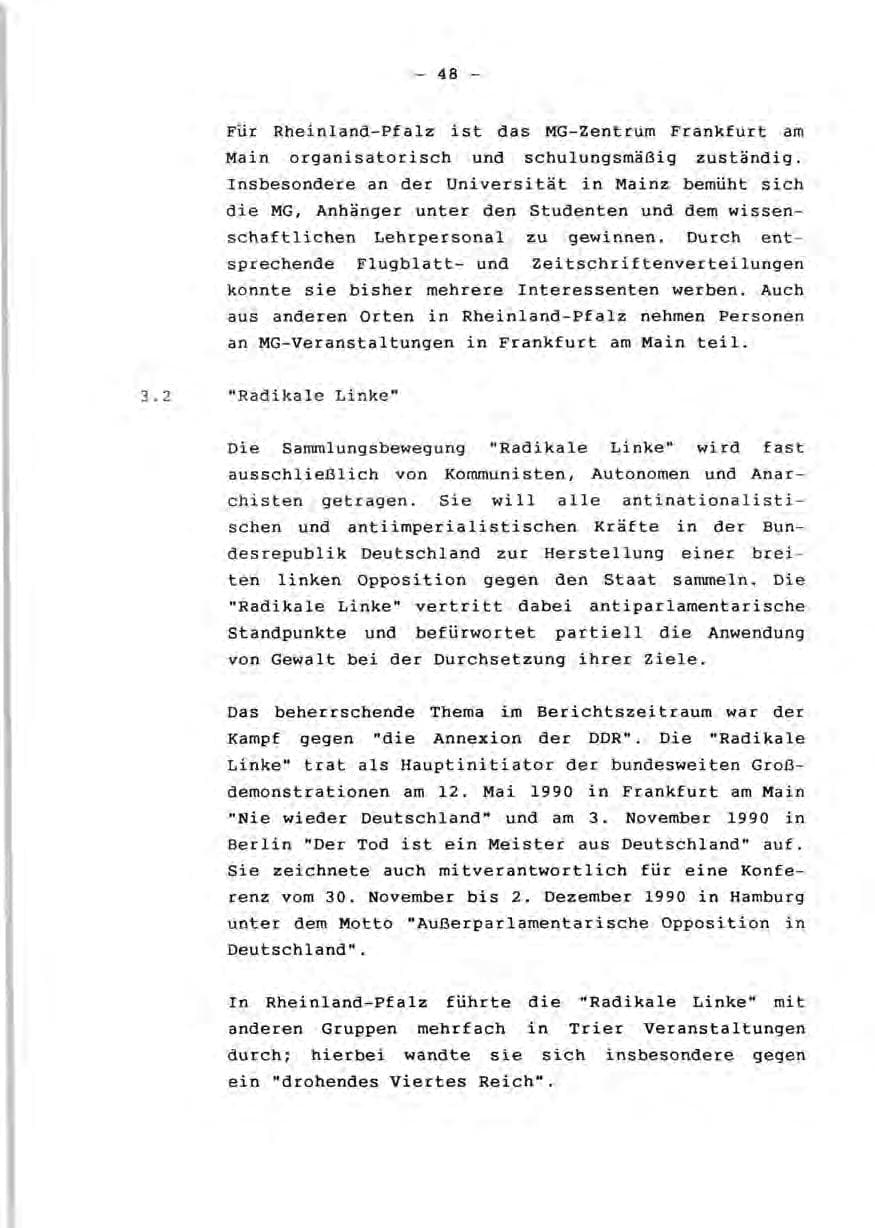 Seite 50 des Verfassungsschutzbericht 1990 Rheinland-Pfalz