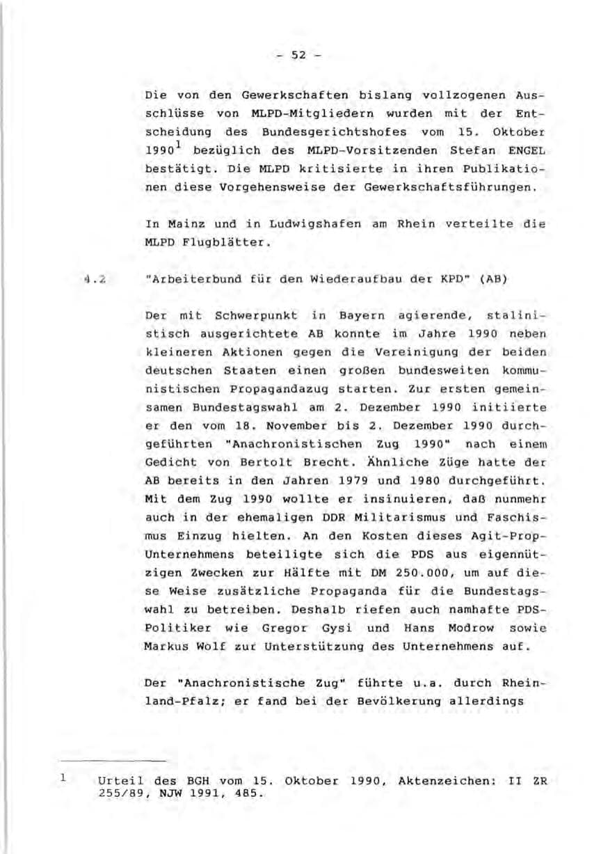 Seite 54 des Verfassungsschutzbericht 1990 Rheinland-Pfalz