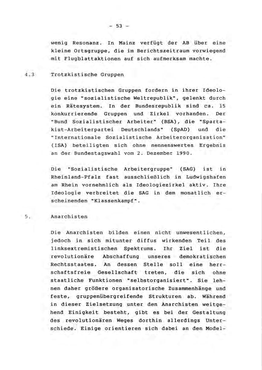 Seite 55 des Verfassungsschutzbericht 1990 Rheinland-Pfalz