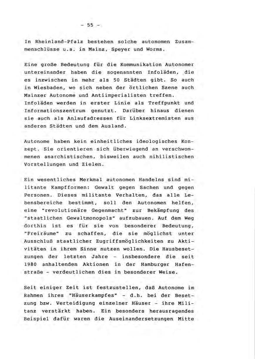 Seite 57 des Verfassungsschutzbericht 1990 Rheinland-Pfalz