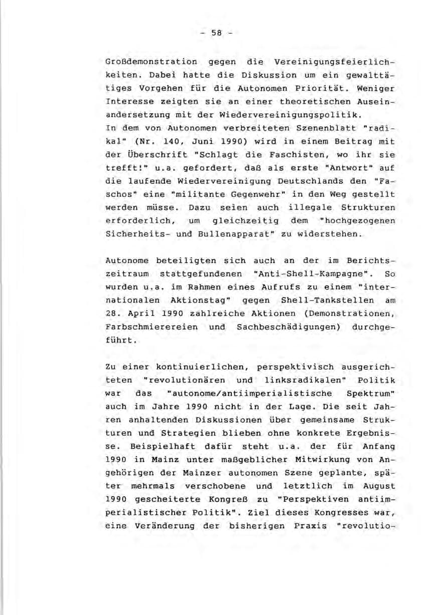 Seite 60 des Verfassungsschutzbericht 1990 Rheinland-Pfalz