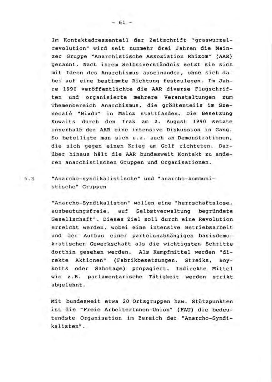Seite 63 des Verfassungsschutzbericht 1990 Rheinland-Pfalz