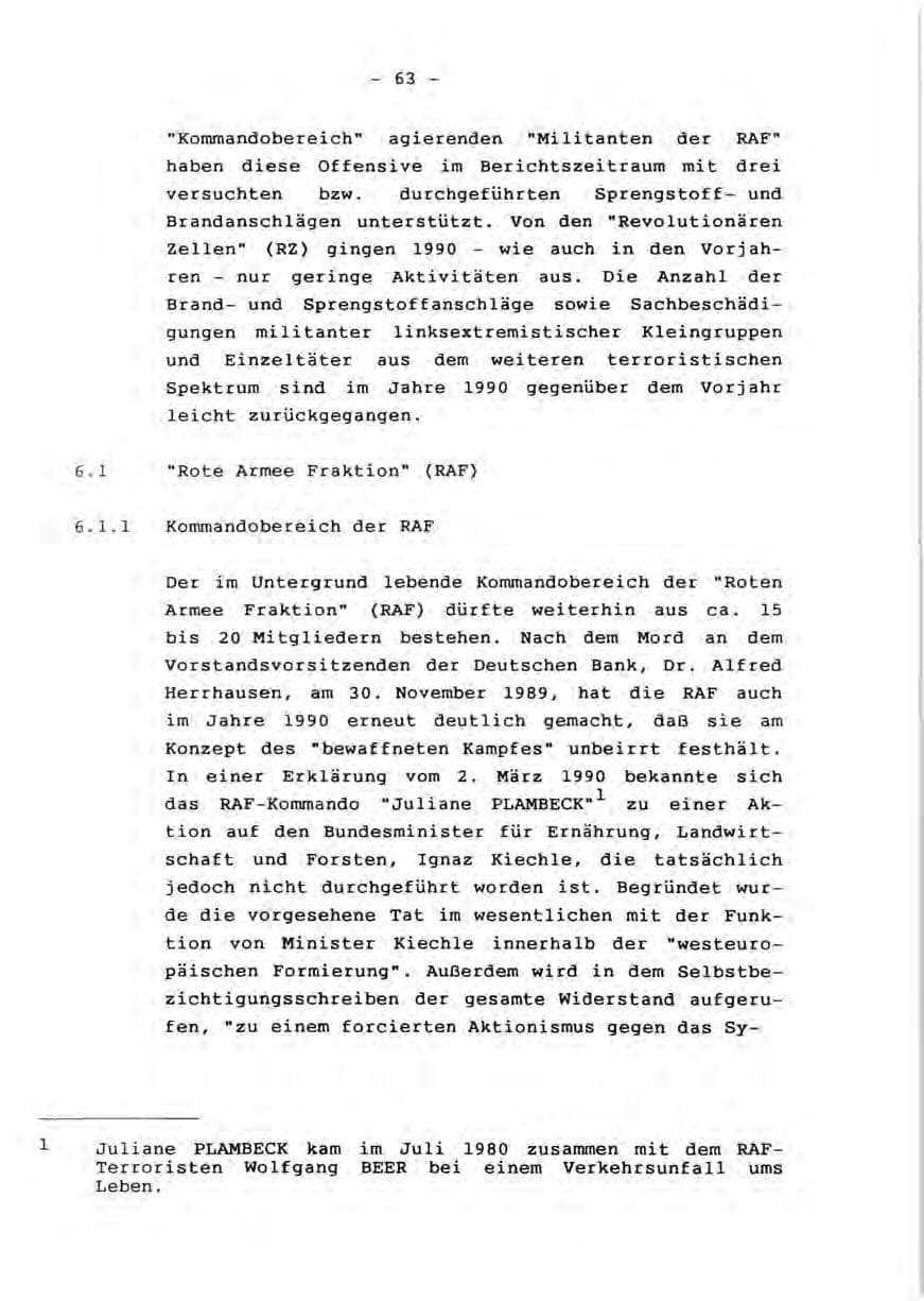 Seite 65 des Verfassungsschutzbericht 1990 Rheinland-Pfalz