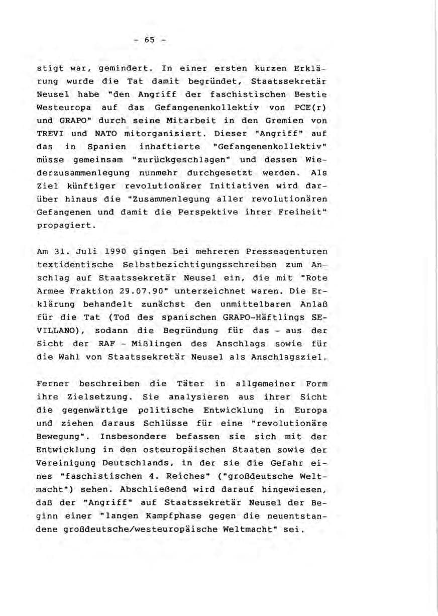 Seite 67 des Verfassungsschutzbericht 1990 Rheinland-Pfalz