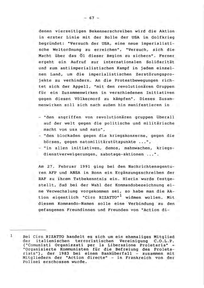 Seite 69 des Verfassungsschutzbericht 1990 Rheinland-Pfalz