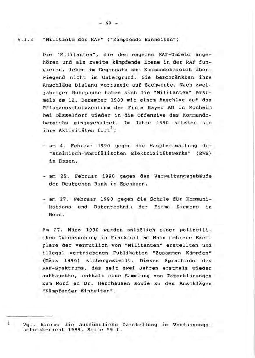 Seite 71 des Verfassungsschutzbericht 1990 Rheinland-Pfalz