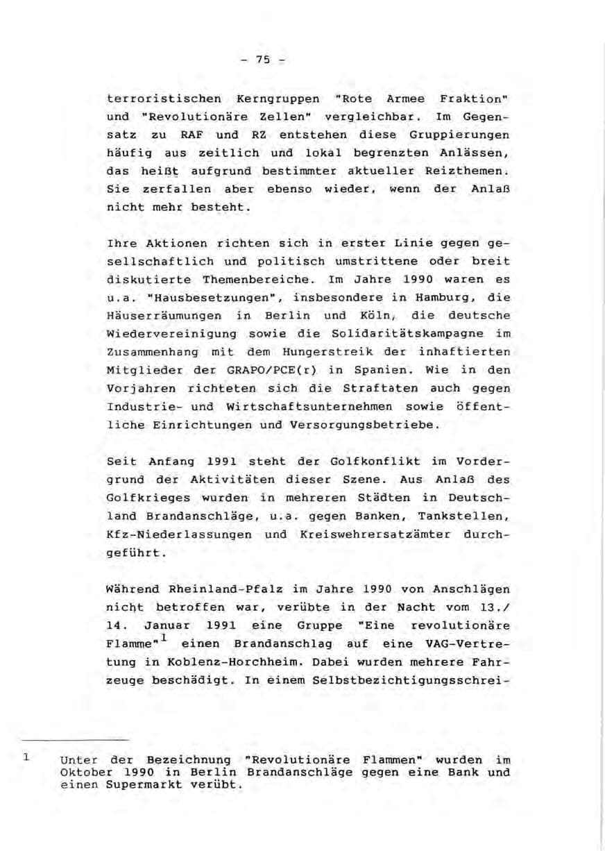 Seite 77 des Verfassungsschutzbericht 1990 Rheinland-Pfalz