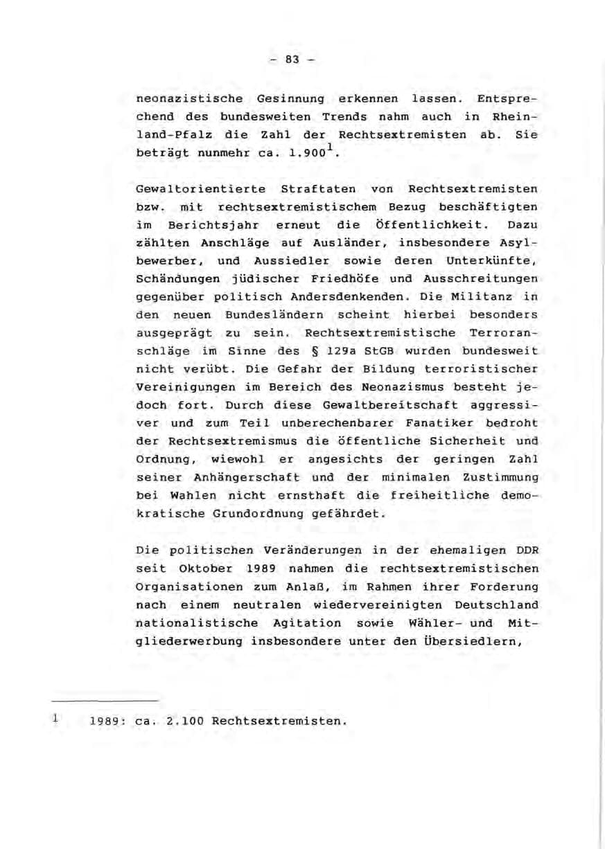 Seite 85 des Verfassungsschutzbericht 1990 Rheinland-Pfalz
