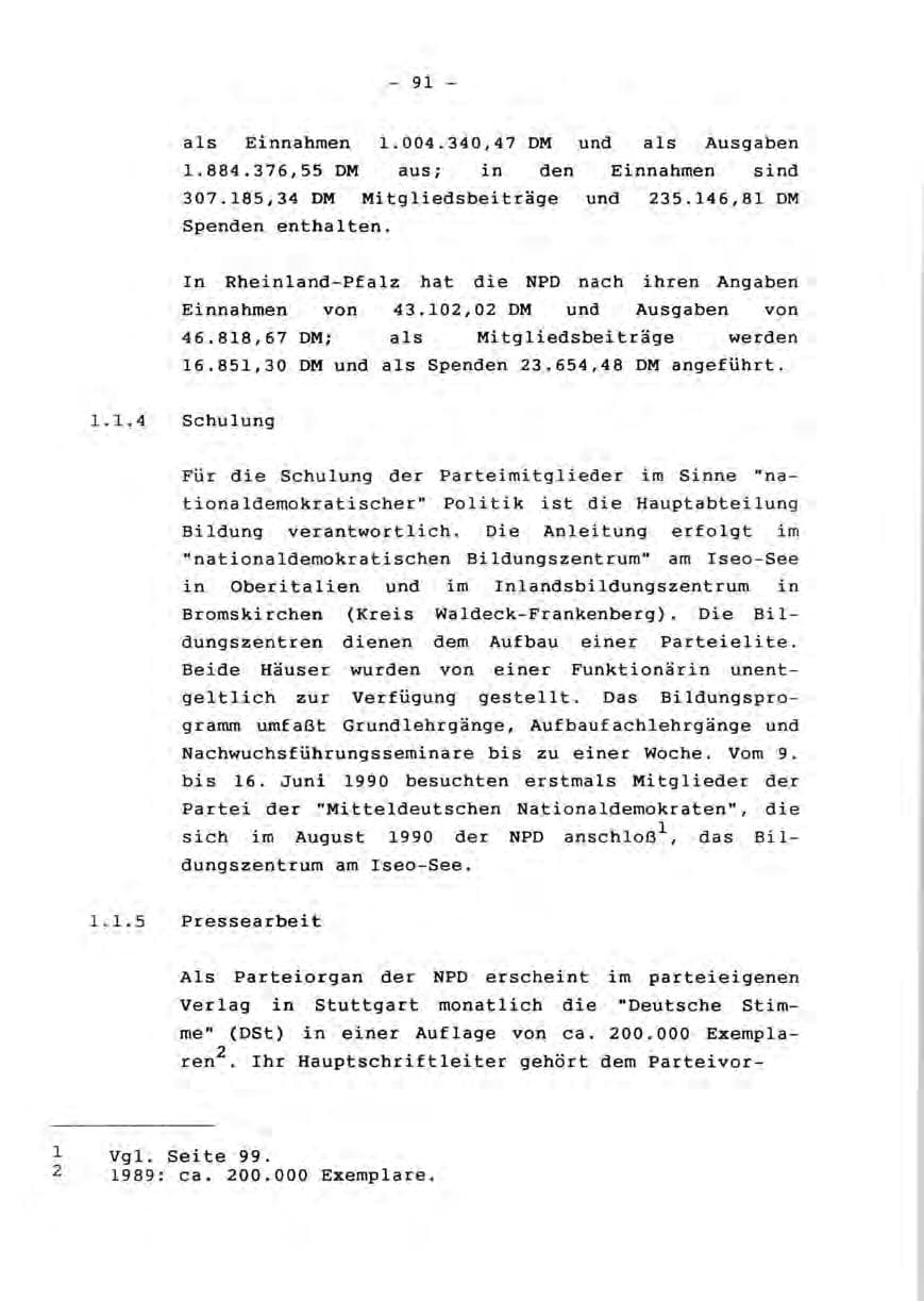 Seite 93 des Verfassungsschutzbericht 1990 Rheinland-Pfalz