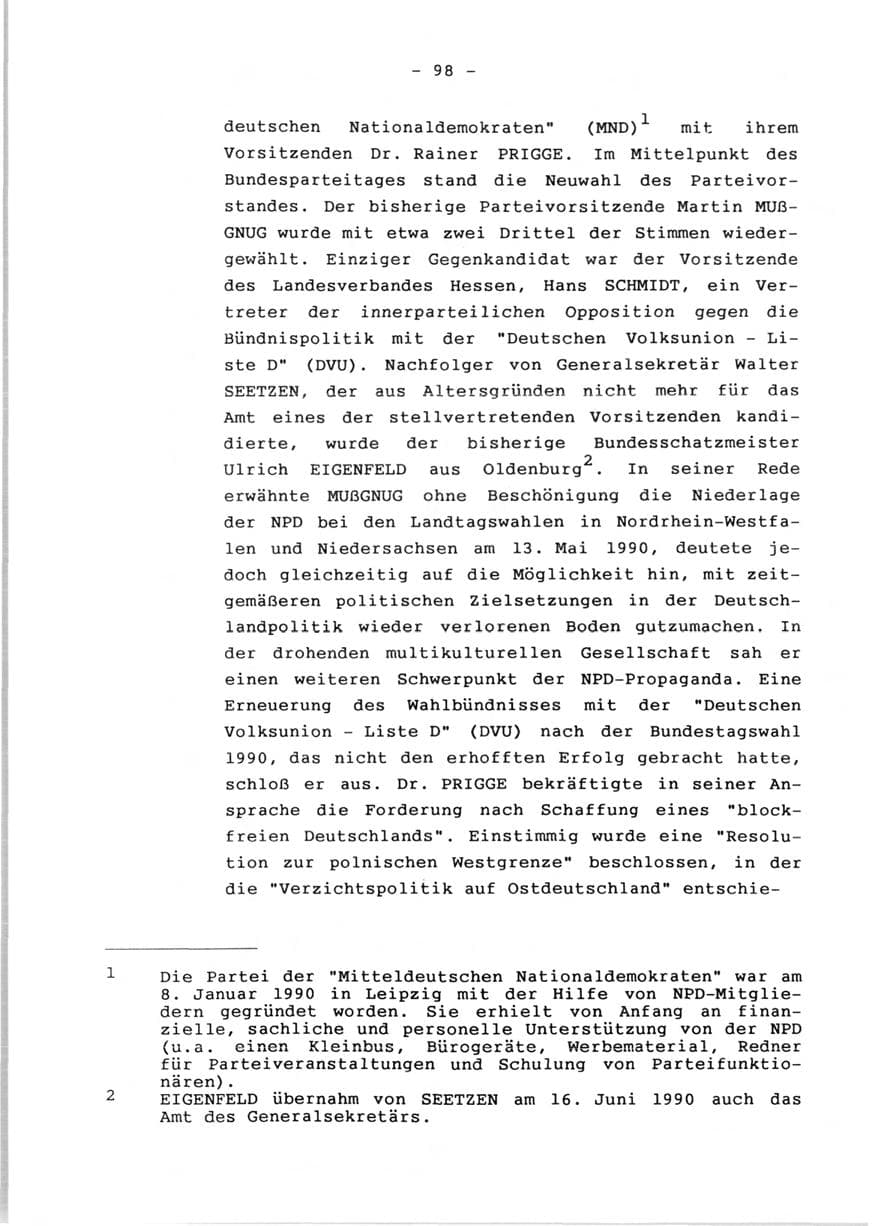 Seite 100 des Verfassungsschutzbericht 1990 Rheinland-Pfalz