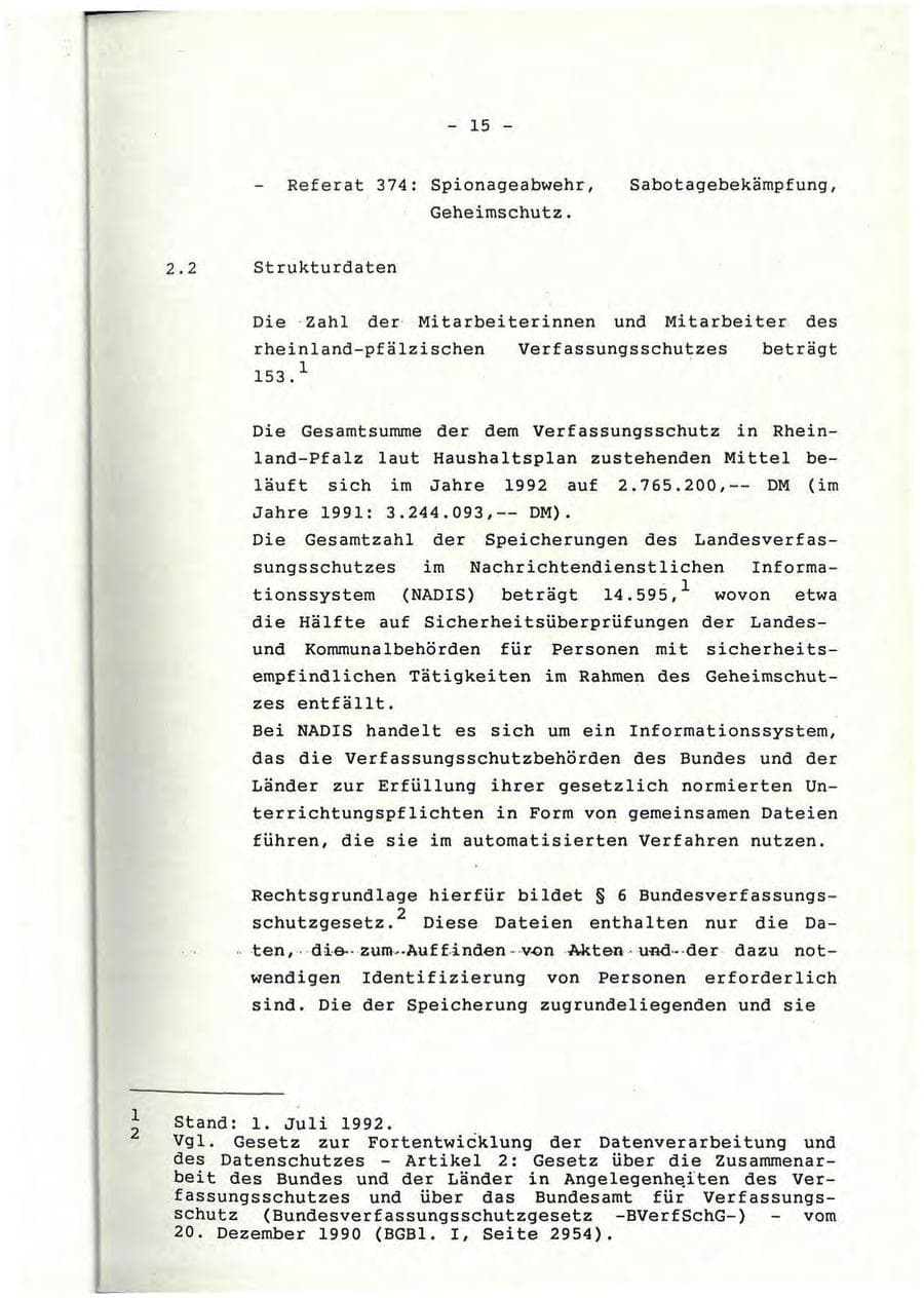 Seite 16 des Verfassungsschutzbericht 1991 Rheinland-Pfalz