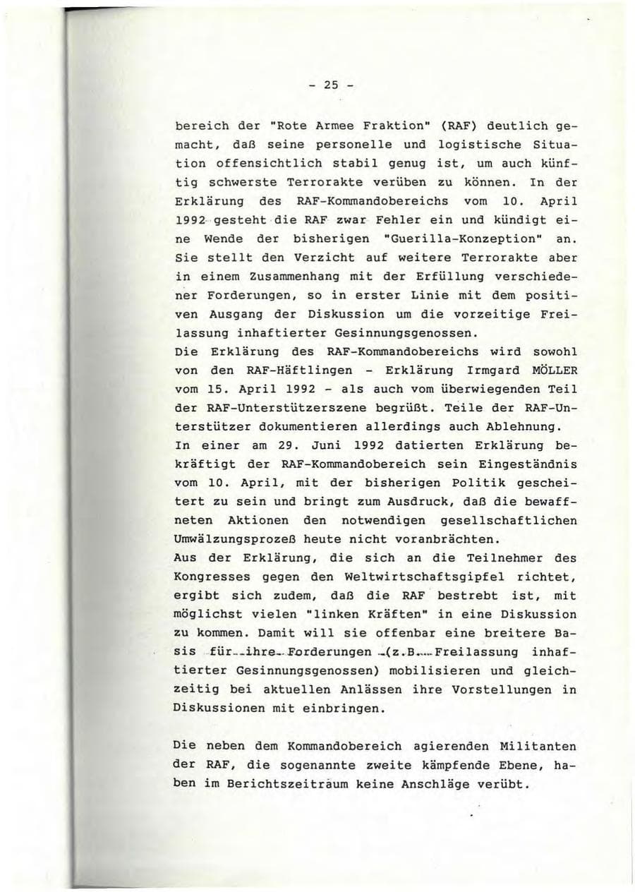 Seite 26 des Verfassungsschutzbericht 1991 Rheinland-Pfalz