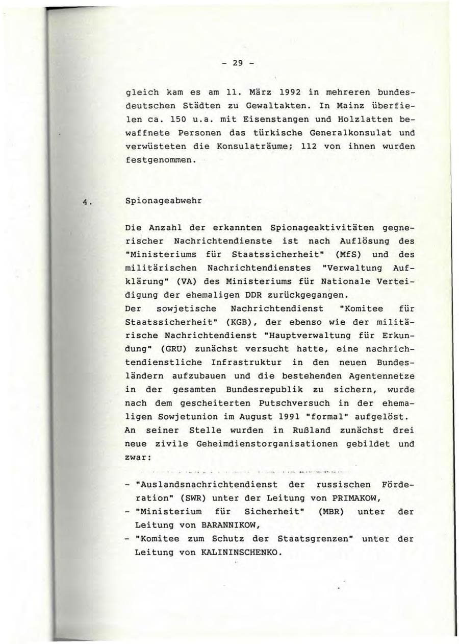 Seite 30 des Verfassungsschutzbericht 1991 Rheinland-Pfalz