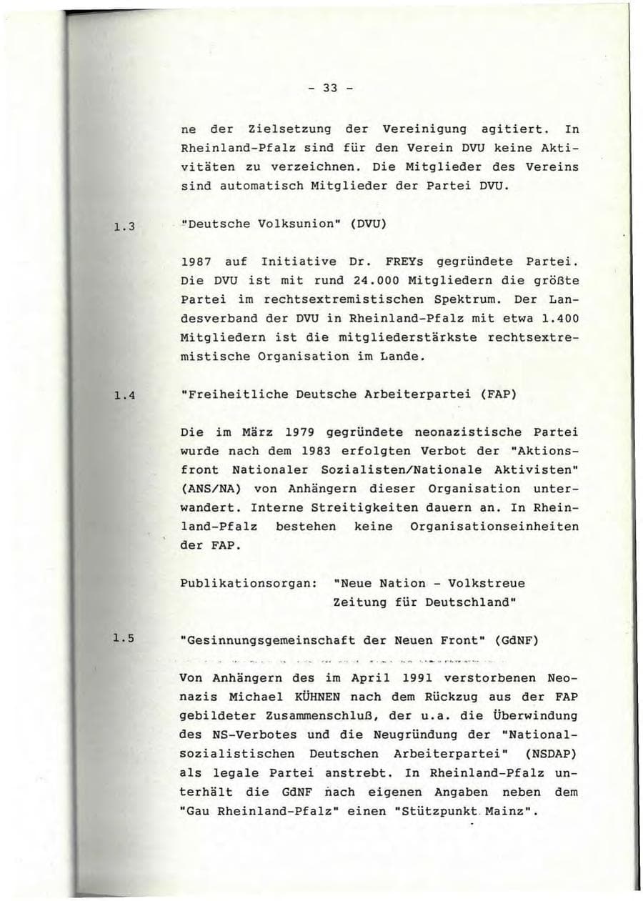 Seite 34 des Verfassungsschutzbericht 1991 Rheinland-Pfalz