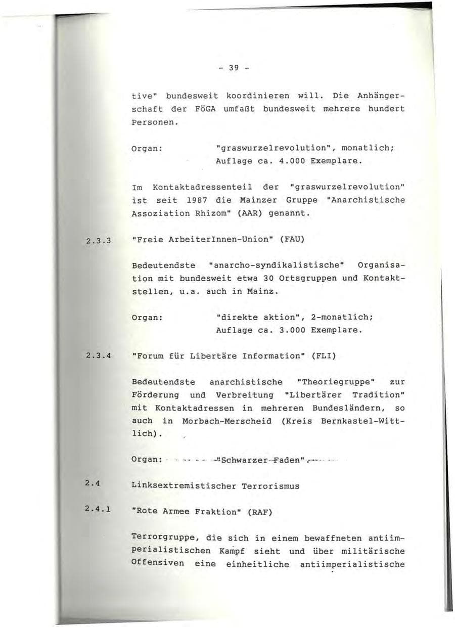 Seite 40 des Verfassungsschutzbericht 1991 Rheinland-Pfalz