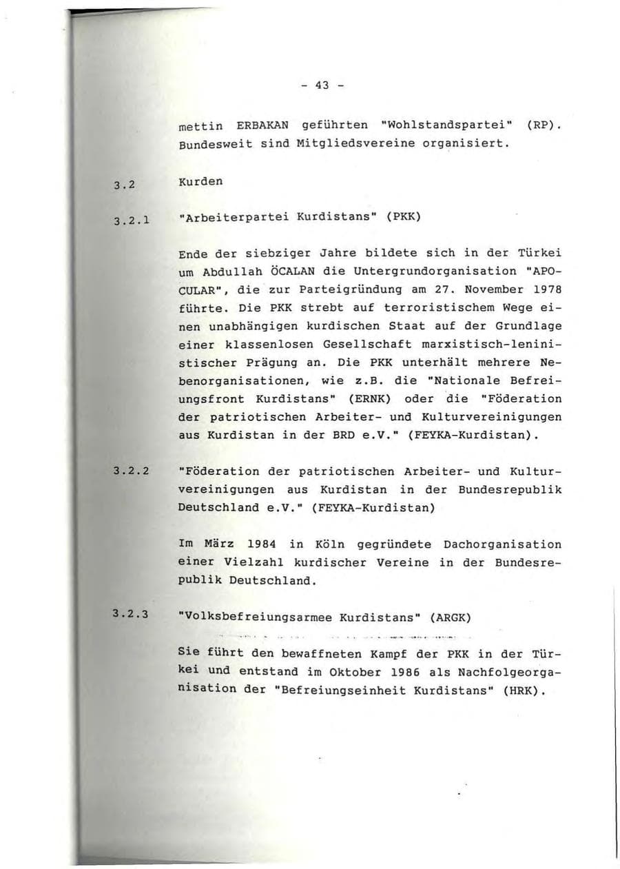 Seite 44 des Verfassungsschutzbericht 1991 Rheinland-Pfalz