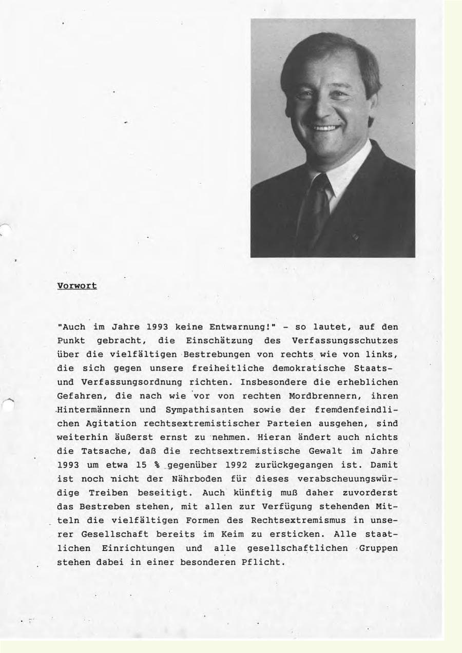 Seite 2 des Verfassungsschutzbericht 1993 Rheinland-Pfalz