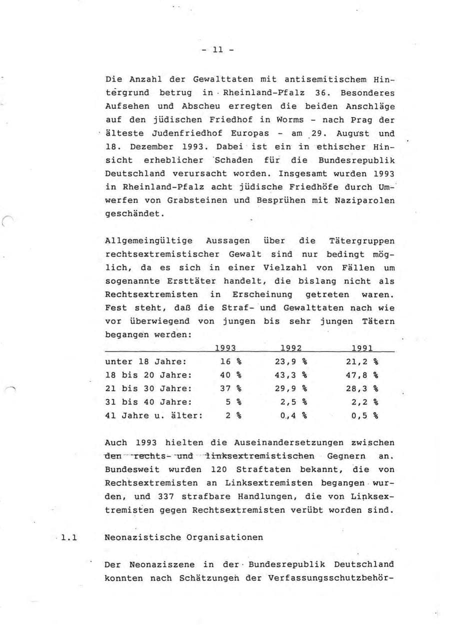 Seite 11 des Verfassungsschutzbericht 1993 Rheinland-Pfalz