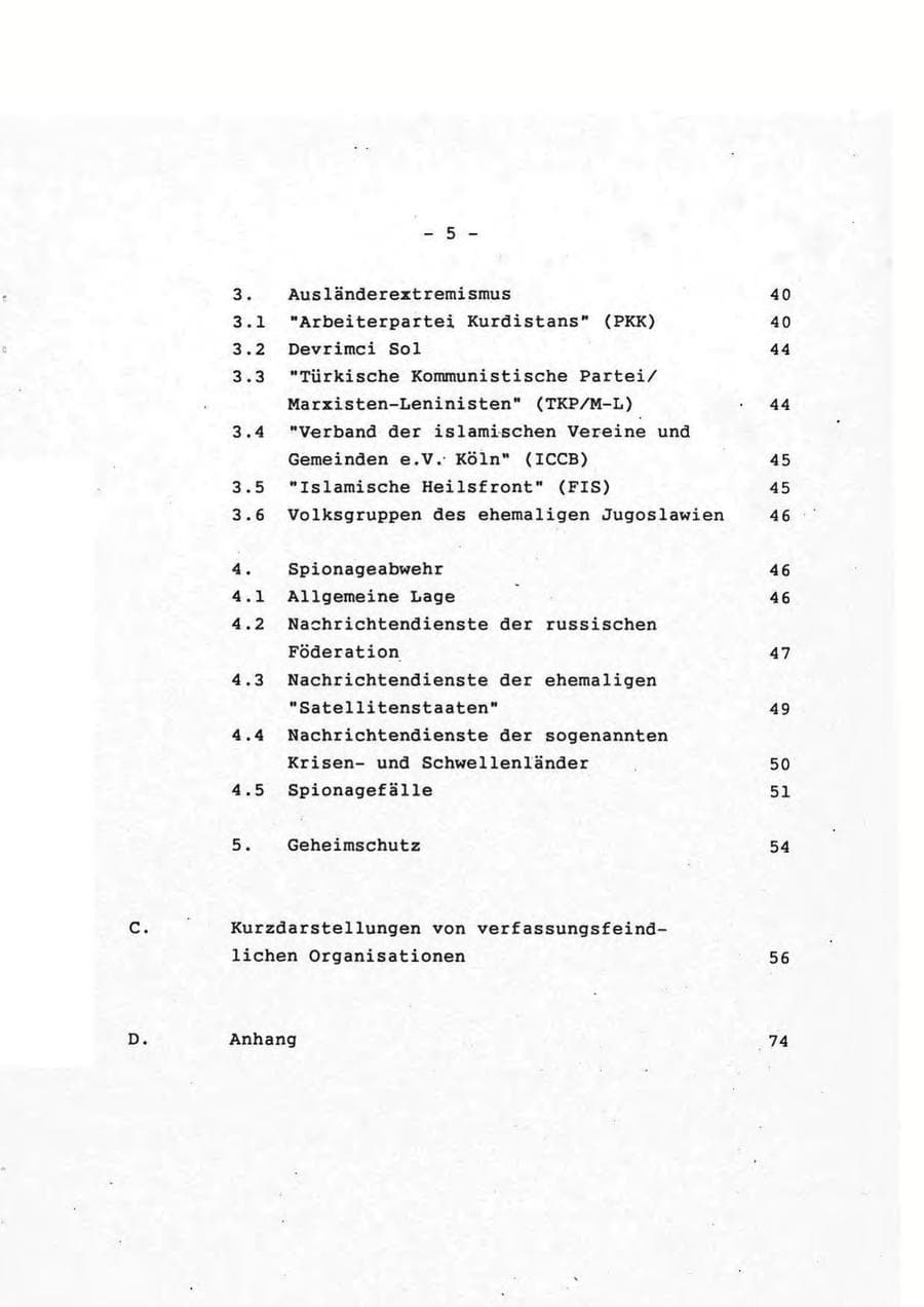 Seite 5 des Verfassungsschutzbericht 1993 Rheinland-Pfalz