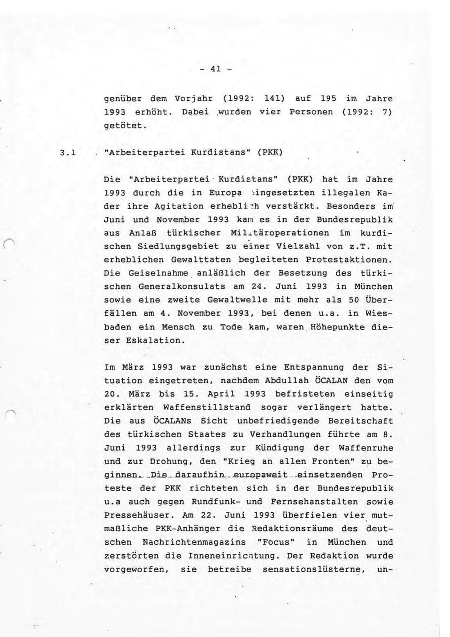 Seite 41 des Verfassungsschutzbericht 1993 Rheinland-Pfalz